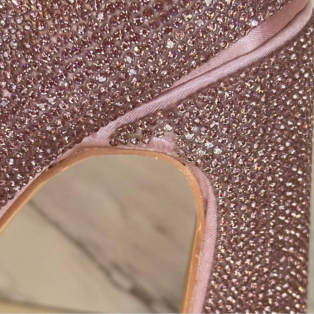 NWT Rhinestoned Block Heel Platform Pumps - Rose - Size 8.5 - Picture 16 of 17